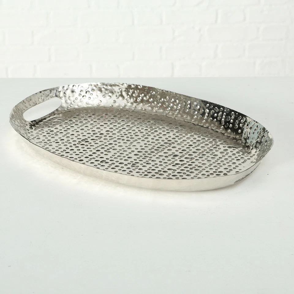 Edel Serviertablett Tablett Metall Frühstück Aluminium Betttablett Deko-Tablett