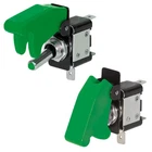 Kill Switch with LED and Protective Cap Green 2 Pole 12V 20A Car Toggle Switch Flap