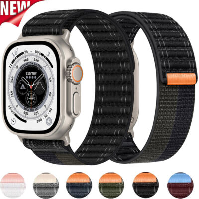 Nylon Loop Band Strap For Apple Watch iWatch Series 9 8 7 6 SE 5 Ultra 2 38-49mm