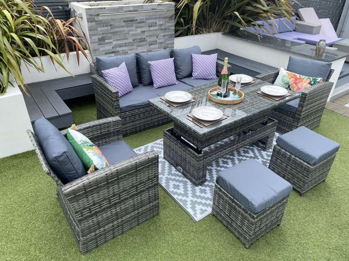 Rattan Dinning Rising Table Set In Stock Ready For Delivery eBay