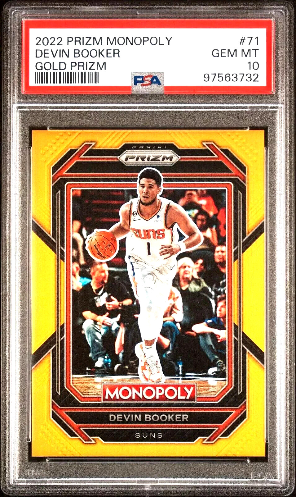 2022-23 PANINI PRIZM MONOPOLY DEVIN BOOKER 71 GOLD PRIZM /49 PSA 10 PHOENIX SUNS