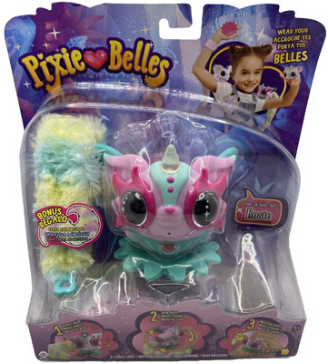 Pixie Belles Rosie Pink Green Interactive Electronic Pet with Bonus Tail Toy