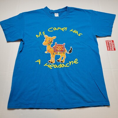 My Camel Has A Headache T-Shirt Mens L Blue Tee  24
