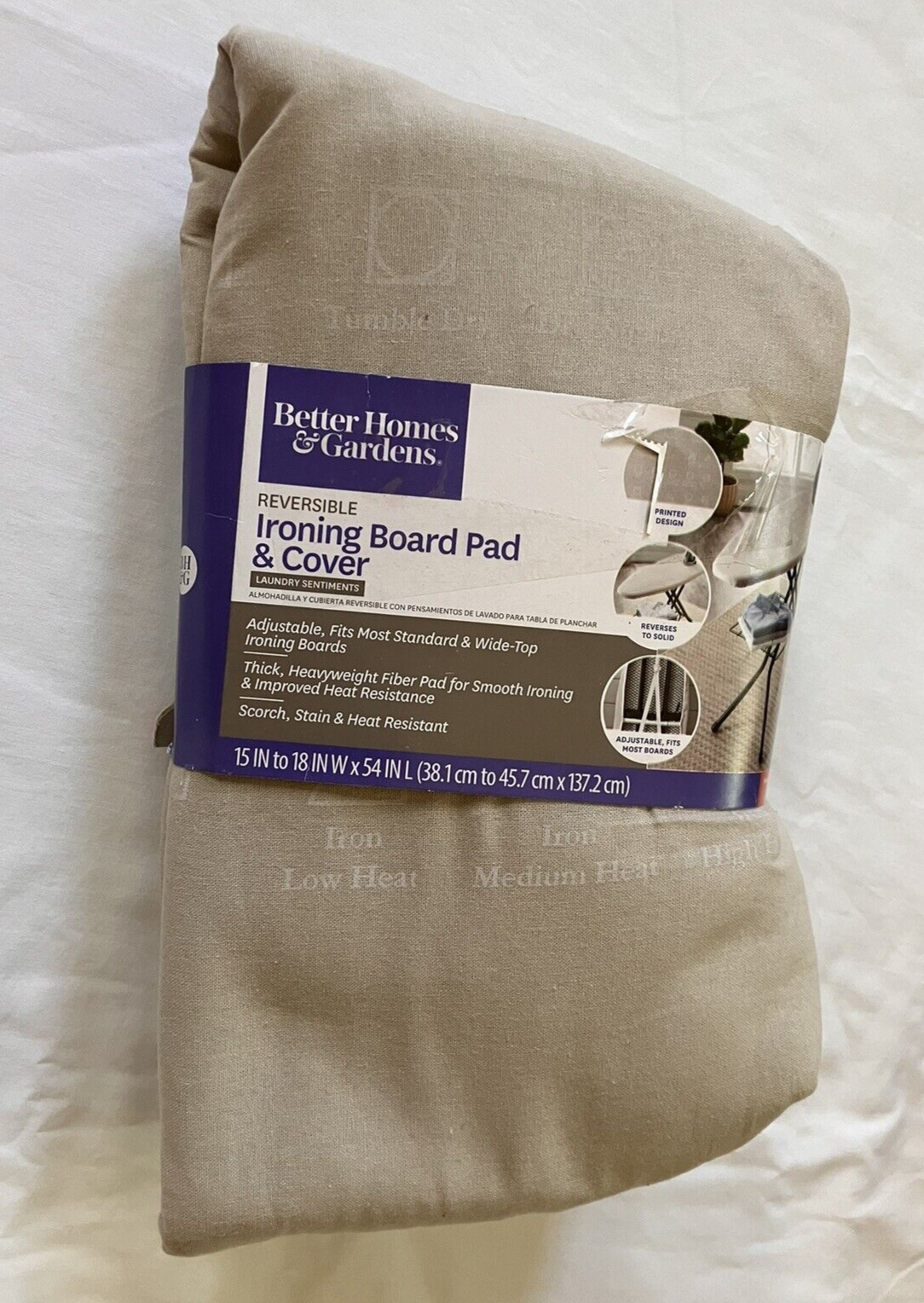 New Reversible Ironing Board Pad Cover Better Homes & Gardens Laundry Sentiments-image