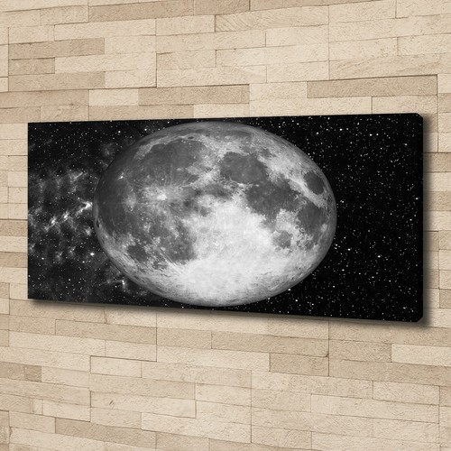 Tableau Toile Déco Moderne 70x140 Cm - La Pleine Lune Paysage Bleu - Marque Tulup