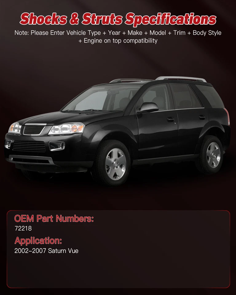 Juego completo amortiguadores delanteros traseros puntales amortiguador para 2002 03 04 05 06 2007 Saturn Vue Foto 2 de 4