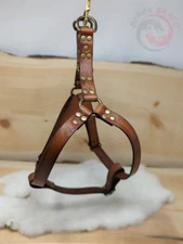 Genuine Leather Dog Harness No-Pull Large Breed Training Pet Vest Custom USA