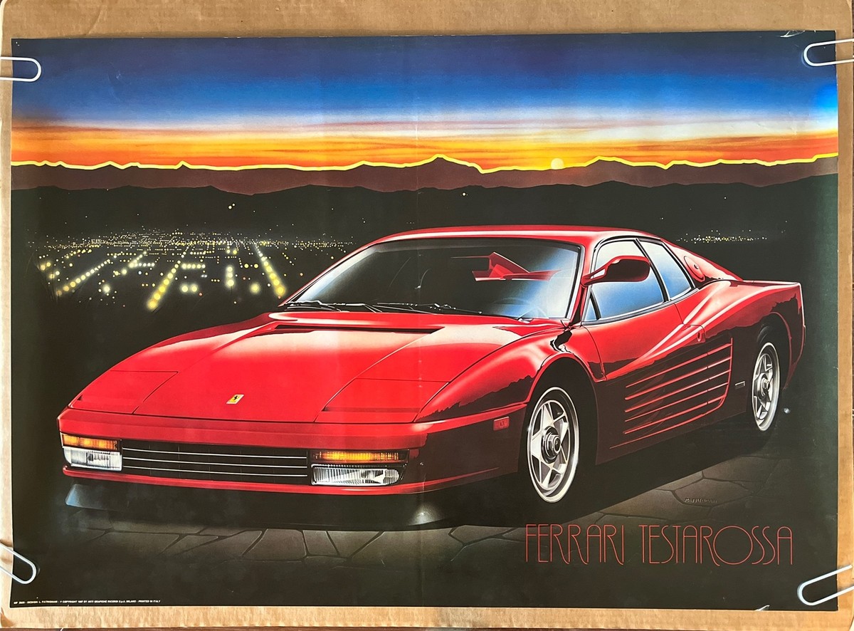 80年代 ビンテージ フェラーリ アートポスター 額縁付 旧車 レトロ 当時物 80年代 ビンテージ フェラーリ アートポスター 額縁付 旧車 レトロ