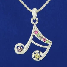 W Swarovski Crystal Multicolor 16th Music Note New Pendant Necklace Jewelry