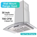 30inch Wall Mount 700CFM Range Hood Stainless Steel Stove Fan Tempered Glass New