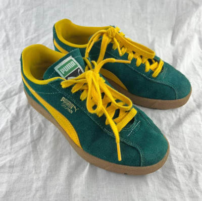 Puma Delphin Trainers Green and Yellow Suede UK EU