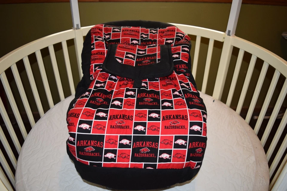 CUSTOM MADE AR SEAT CARRIER COVER MADE/WITH ARKANSAS RAZORBACKS  FABRIC - Image 3 of 3
