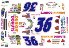 Calcomanías Nascar #36 Bruce Thomas Dunkin Donuts escala 1/24 tobogán acuático