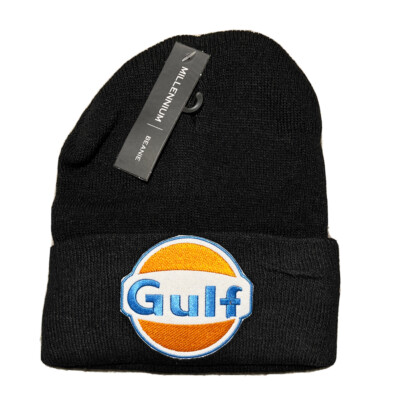 Gulf Oil Beanie Hat Embroidered Skull Cap Warm Cap Black Mens Gift