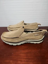 Skechers Superior Pace 63698 Tan Leather Casual Slip On Shoes Relaxed Mens 9