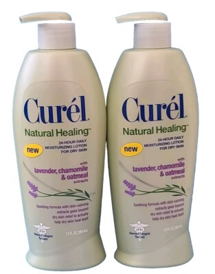 2× Curel Natural Healing MOISTURIZING LOTION: LAVENDER, CHAMOMILE, OATMEAL 13oz 