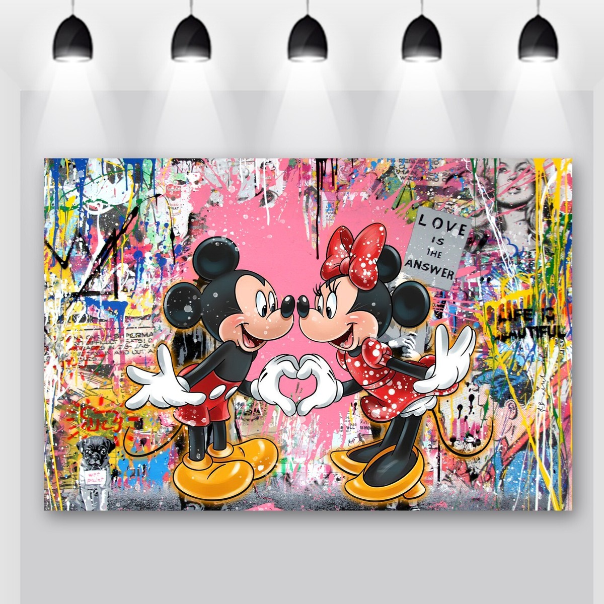 Mickey Mouse Cartoon Characters Wall Art, Disney Banksy Pop Art