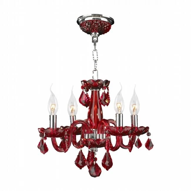 Lámpara de araña de cristal de arándano Thor con acabado cromado de 4 luces D16" H12" Foto 2 de 4