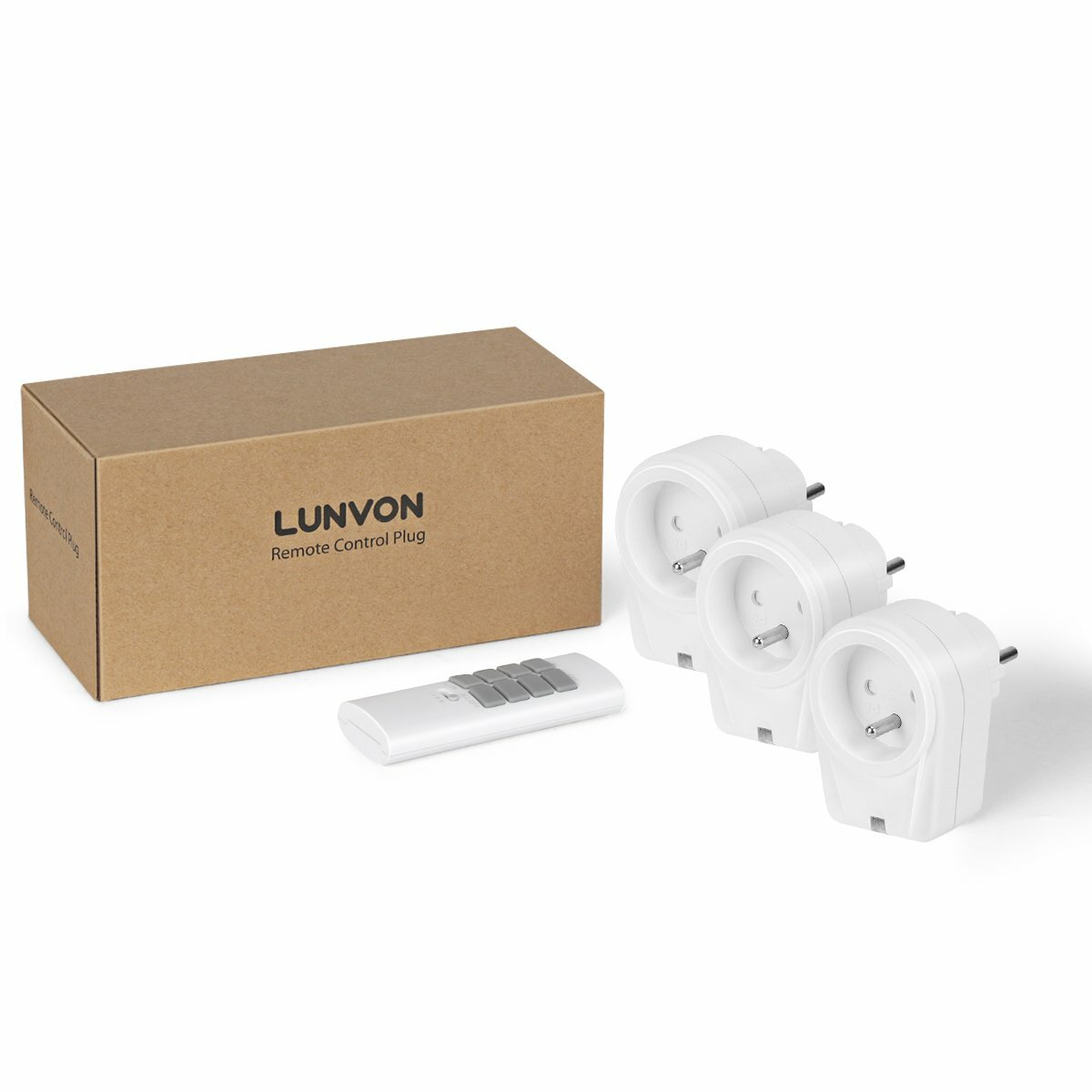 Set De 3 Prises Programmables Télécommandées Lunvon – Portée 30 M, 12 Canaux, 221-240 V