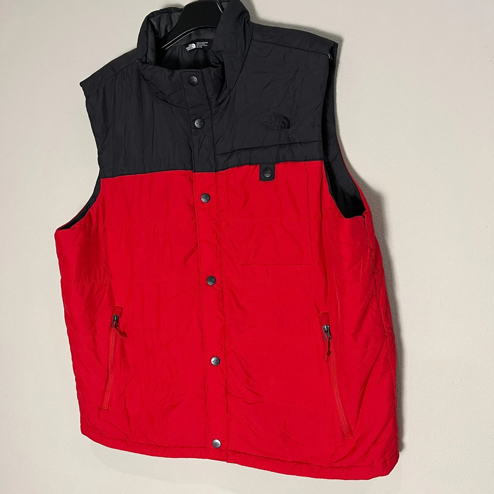THE NORTH FACE Puffer Insulated Vest Jacket Red Black Men's Sz XL
