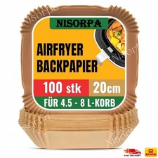 100x Backpapier für Friteuse Heißluftfritteuse Grill Backofen Air fryer 20x4,5cm