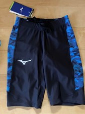 New with tags Mizuno competitive swimsuit black/blue camouflage pattern boys