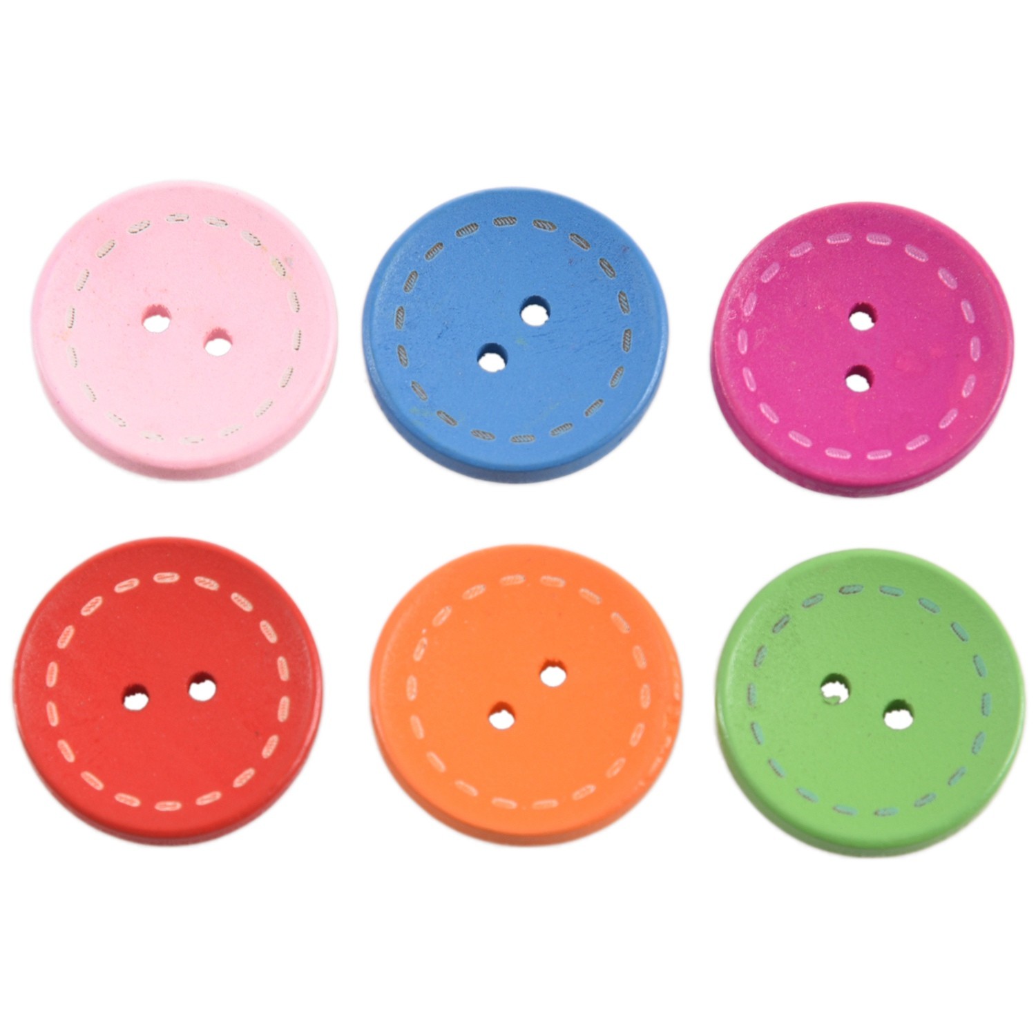 50Pcs Mixed  Holes Wood Sewing Buttons Scrapbooking 25mm(1"") Dia P2Q7