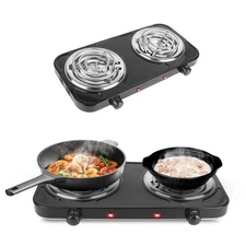 Electric Hot Plate,2000W Portable Electric Stove Countertop Double Coil Burne 
