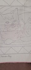 Cat On Braided Rug Hooking Pattern 24" x36" on Monks Cloth
