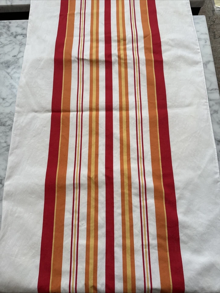 Pottery Barn Red Orange Yellow stripe Table Runner extra long 18x 90” Beach - Image 2 of 4