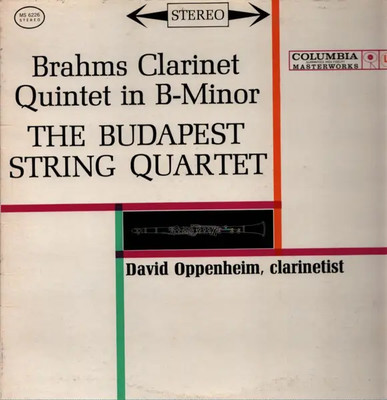 LP Johannes Brahms Quintet In B Minor For Clarinet And String Quartet, Op. 115