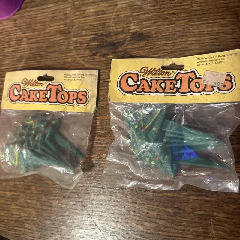 2 Vintage Wilton Cake Tops Toppers Christmas Tree Two 6-Packs