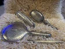 Alpacca Silver Victorian Vintage Dressing Table Set .3 Piece Set