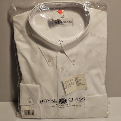 Royal Class Mens Collared Button Down Dress Shirt - 18'' Neck - 37'' Sleeve NWT
