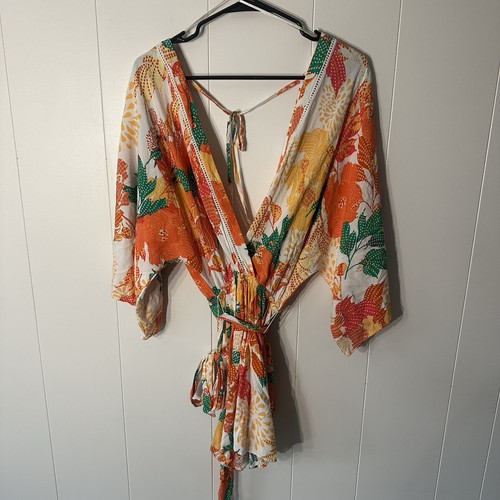 Flying Tomato Sunny Spell Woven Romper Floral Size Medium - Picture 5 of 11