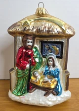 Hand Crafted Glass Nativity Scene Christmas Tree Ornament