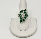 Vintage Ring Sterling Silver Greene Clear Glass  Sterling Tested Sz 8.5