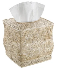 Victoria Tissue Box Cover Square – Beige Tissue Holder for Bathroom - Decorat...