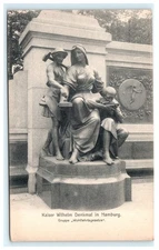 Vintage Kaiser Wilhelm Denkmal Hamburg Lithograph Postcard Statue