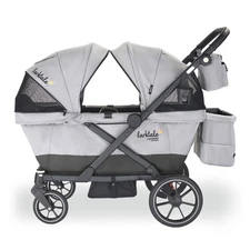 Larktale Caravan Coupe Quad Compact Stroller Reclining 4-Seat Wagon, Gray/Black