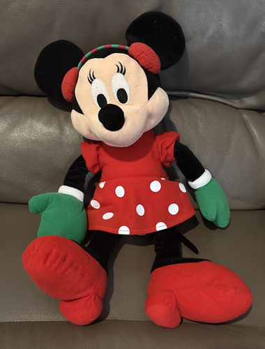 Weihnachten Minnie Mouse Plüsch Winter grün & rot Ohrenschützer + grüne Handschuhe 22" GROSS - Bild 1 von 6
