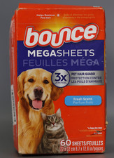Bounce Pet Hair  Lint Guard Mega Dryer Sheets Fresh Scent 60Count
