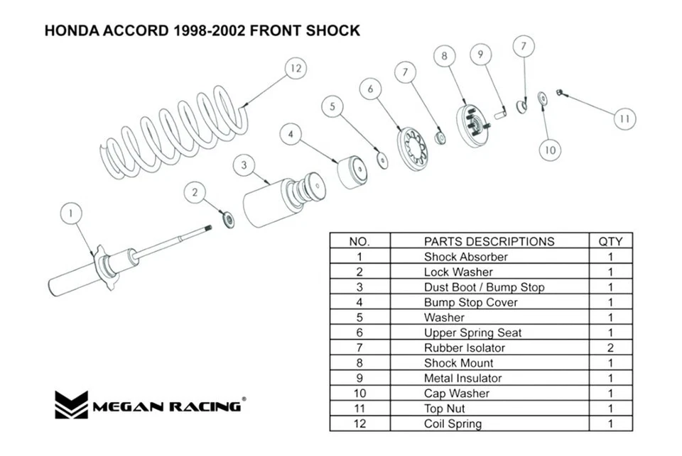 For Honda Accord 98-02 RS Sport Front Driver or Passenger Side Strut Foto 4 de 4