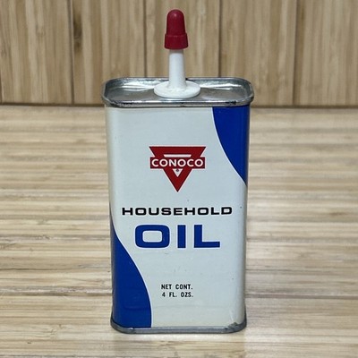 CONOCO HOUSEHOLD OILER 4 OZ HOUSTON TEXAS 1949-1965 HALF FULL EXC CONDITION!