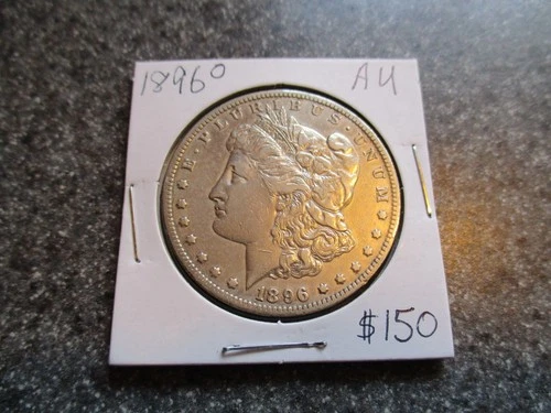 1896'o MORGAN SILVER DOLLAR  in VERY NICE WHITE  AU condition. NICE DATE!