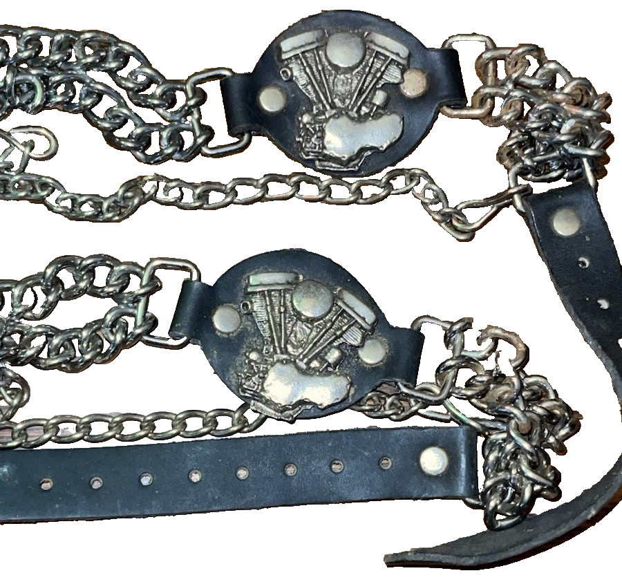 BIKER BOOT CHAIN ~ METAL MOTORCYCLE ENGINE ON LEATHER