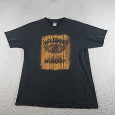Jack Daniels T-Shirt Mens Large Black Whiskey Graphic Old No. 7 Vintage Style