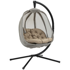 Hanging Egg Chair with Stand Outdoor Indoor Swing Hammock Cushion Seat Khaki