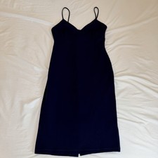 Lulus Dont Tell Em Midi Dress Size Medium Blue Navy Sleek Minimalist Cocktail