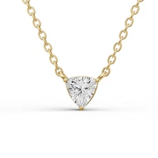 14K Yellow Gold 1CT Lab Grown Floating Trillion Shape Diamond Solitaire Pendant